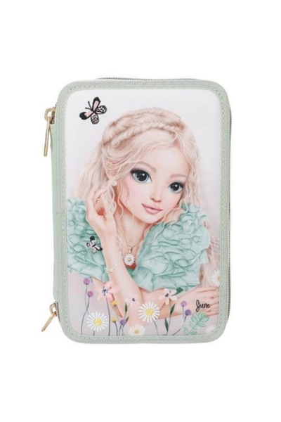Top Model TopModel Summer Feeling Embroidered Triple Pencil Case, Sage Green