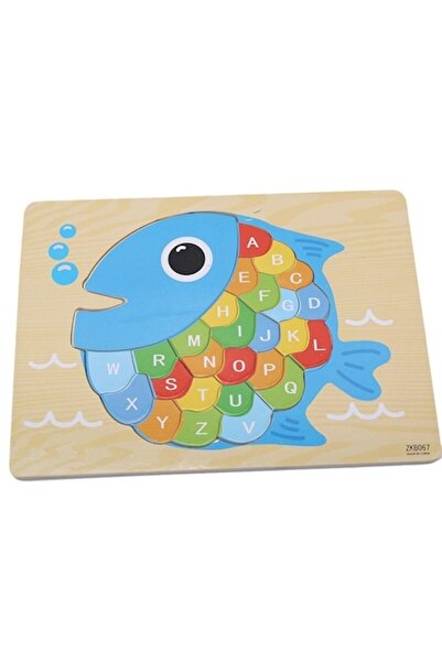 ALİBEİBEİ Puzzle din lemn cu pește - 27 de piese