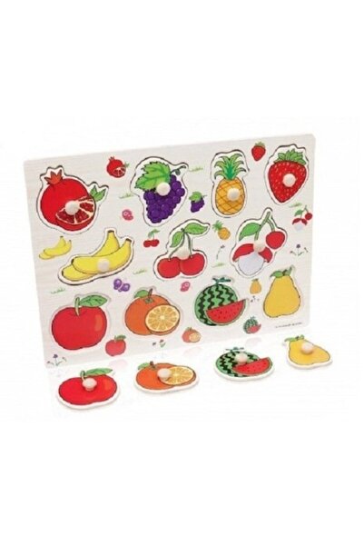 ALİBEİBEİ Puzzle din lemn cu fructe și mâner auxiliar,