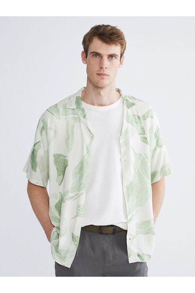 LC Waikiki Lcw Vision Regular Fit Resort Collar Short Sleeve Patterned Poplin Men's Shirt