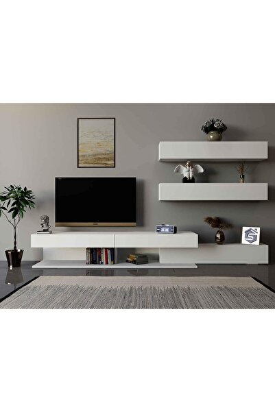Stylish Home Large white modern TV table - Elit