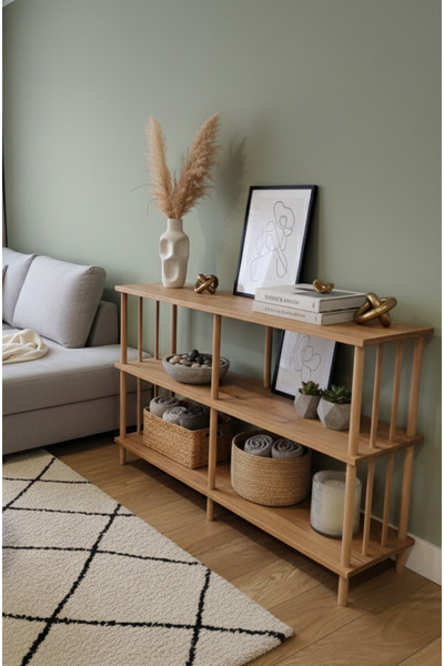 PEKA Dresuar Dekoratif Raflı Kahve Köşesi Konsol Ahşap Ayaklı Modern Çok Amaçlı Raf