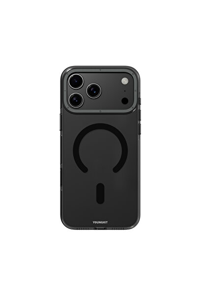 Youngkit iPhone 17 Pro Uyumlu Kılıf M-safe Şarj Özellikli Şeffaf Crystal Shield Serisi Kapak Siyah