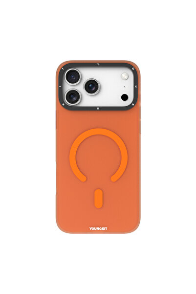 Youngkit iPhone 17 Pro Max Uyumlu Kılıf M-safe Şarj Özellikli Hidden Sand Serisi Kapak Turuncu