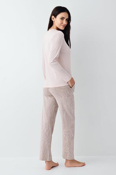 Pierre Cardin Kadın Uzunkol Pijama Takım, %50 pamuk %50 modal