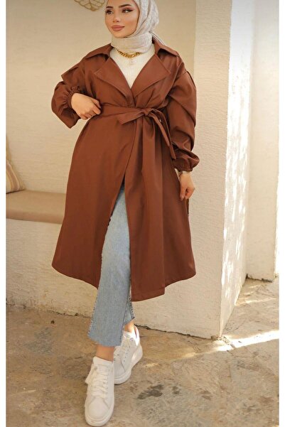 SOBİ Kuşaklı Kolu Lastikli Trençkot