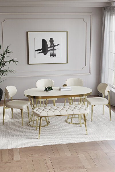 BY ORHAN GÜZEL BOHEM POLO MUTFAK MASASI TAKIMI 6 KİŞİLİK BENCLİ