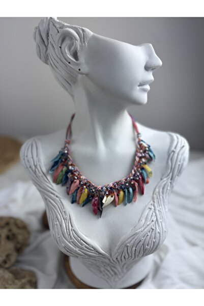 SEDEF TAKI taşlı kabuklu kolye