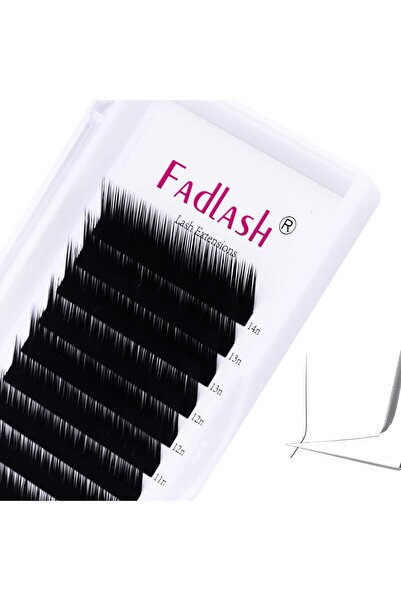 FADLASH رموش صناعية كلاسيكية 0.10 بوصة، تجعيدات 8-14 مم، مختلطة - أسود - 12 رموش صناعية