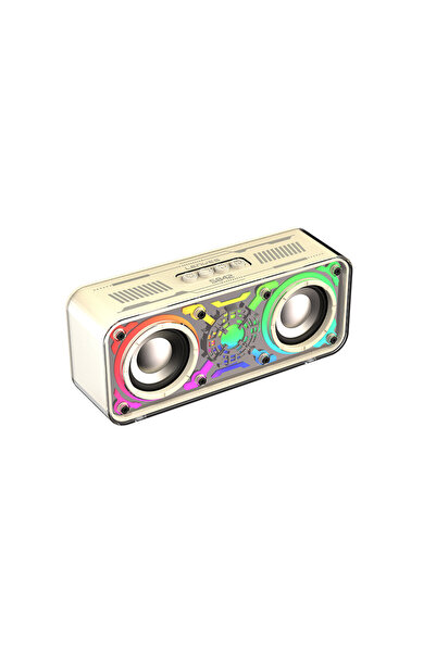 Lenyes S842 RGB Led Işıklı TWS Bluetooth Hoparlör v5.3 18W Bej