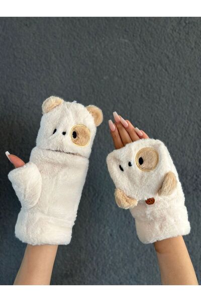 Gönülden Tasarım Puppet Plush with Fur Inside, Openable Finger Embroidery Processing Gloves