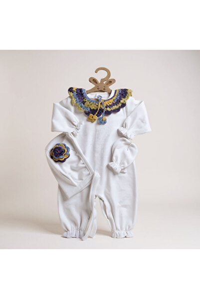 Şeker Tadında Tasarımlar Baby Girl Knitted Collar Newborn Romper Set