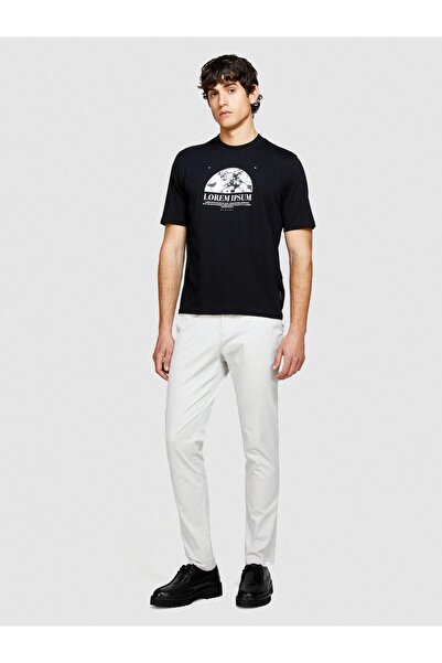 Sisley Men's Stretch Cotton Belt Hole Slim Fit Pants 324P4Aihsf021-Sis205