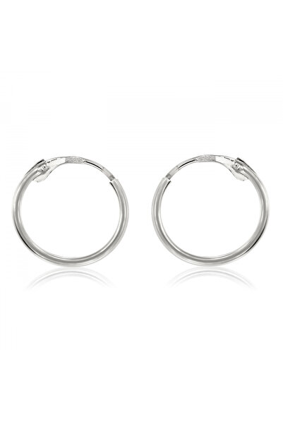 KALINI Children's 14K white gold earrings, small hoops 8 mm
