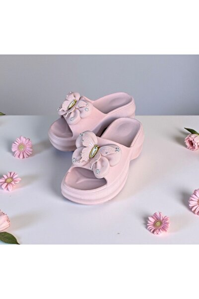 Lovitana شبشب إيفا نسائي من لوفيتا بقاعدة مبطنة على شكل فراشة وحجر وردي