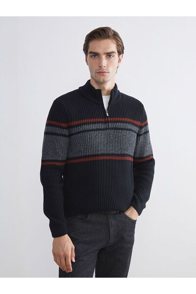 LC Waikiki سترة LCWAIKIKI كلاسيكية بياقة واقفة وأكمام طويلة مخططة للرجال