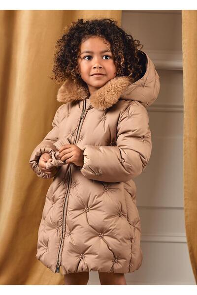 Abel & Lula Mayoral Abel&Lula Girls' Fur Hooded Long Coat
