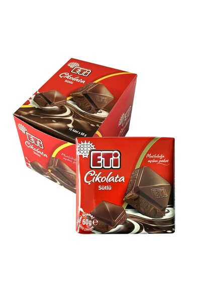 Eti Çikolata Sütlü Kare 60 gr x 10 Adet