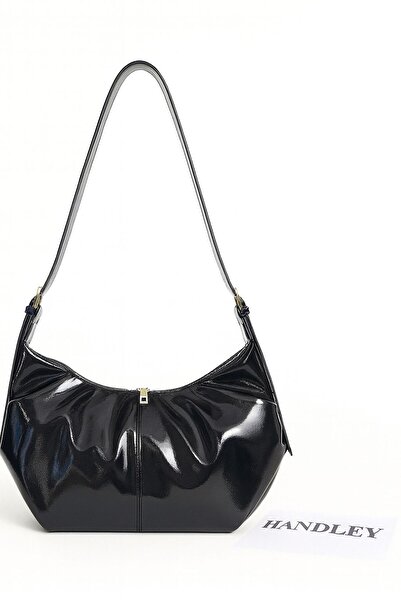 Handley Geantă de umăr și de mână de lux aspect de piele plisată