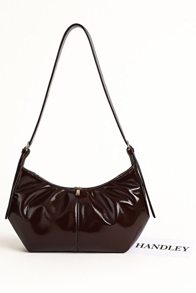 Handley Geantă de umăr și de mână de lux aspect de piele plisată