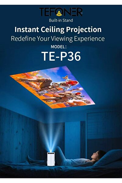 TEFONER Projector from Tivoner. Wi-Fi mobile projector. 360-degree rotating wireless projector.