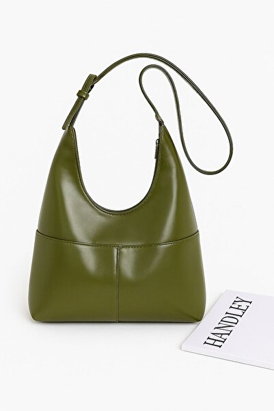 Handley Πολυτελής γυαλιστερή δερμάτινη τσάντα ώμου – Νέα σεζόν