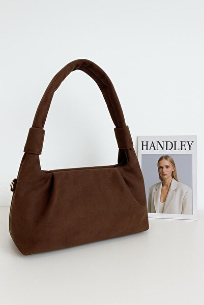 Handley Geantă de umăr de lux din piele intoarsa cu detaliu de nod