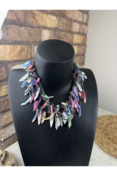 SEDEF TAKI taşlı kabuk kolye