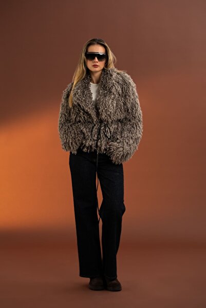 roibyardaözmen Geniş Yakalı,Normal Boy,Kuşaklı, Yapay Kürk