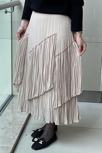 sentez giyim Sentez Viola Parçalı Kırıştırma Etek