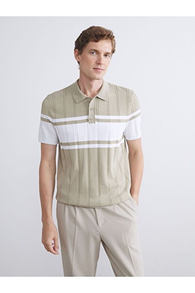 LC Waikiki Polo Collar Striped Men's Knitwear T-Shirt