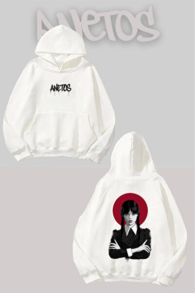 Anetos سترة بيضاء بقلنسوة مطبوعة من وينزداي