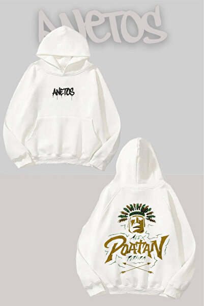 Anetos Προειδοποίηση Zombies Sırt με τύπωμα Λευκό με κουκούλα Φούτερ