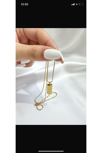 VELMORIA Çelik Külçe Altın Gold Kolye