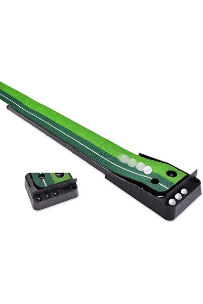 YALLA HomeGym سجادة جولف محمولة بطول 3 أمتار، مضرب جولف داخلي/خارجي، مجموعة تدريب مع 6 كرات