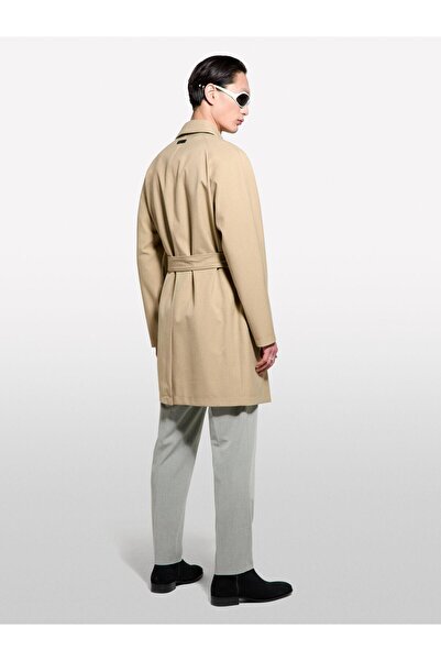 Sisley Чоловічий водонепроникний тренч з логотипом і ременем, прямий крій 325P2THMSN03V-SIS901