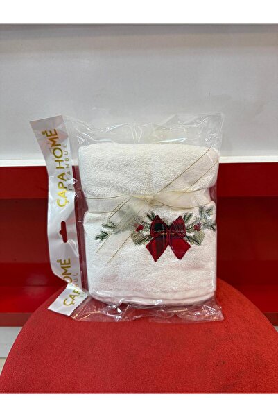 Çapa Home New Year Christmas Themed Premium Quality Gift Cotton Hand and Face Towel 50X90