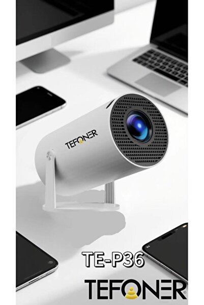 TEFONER Projector from Tivoner. Wi-Fi mobile projector. 360-degree rotating wireless projector.
