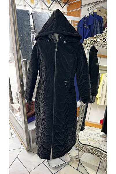 Butik Siyah uzun şişme mont