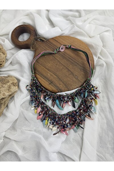 SEDEF TAKI taşlı kabuk kolye