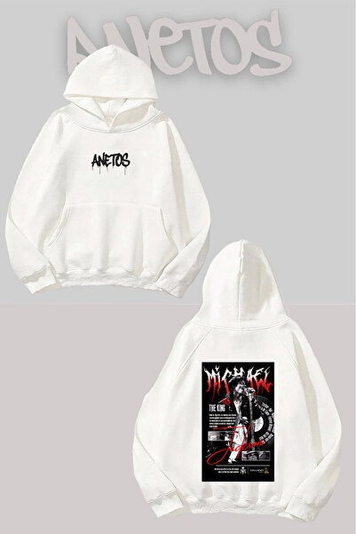 Anetos سويت شيرت أبيض بقلنسوة مطبوعة من مايكل جاكسون