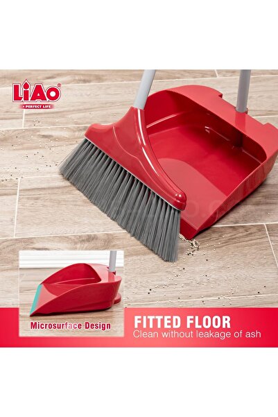 liao C130033 Dustpan & Broom 6-Pack – 8 mm Bristles, Ergonomic Handle, Durable for Floors & Kitchens