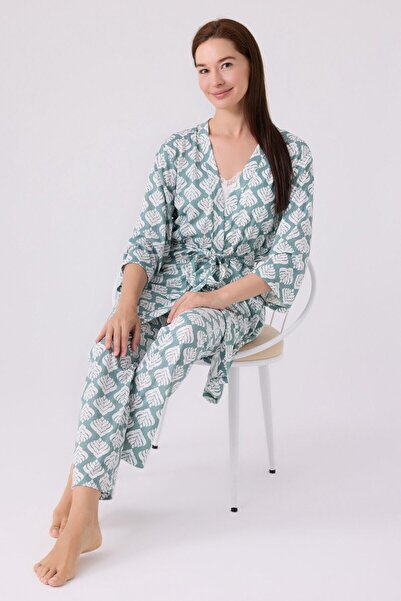 Pierre Cardin Set de pijamale din 3 piese pentru femei, cu mâneci lungi, cu bretele, cu decolteu în V