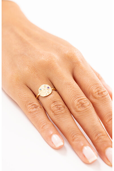 Zeyd Jewelry Minimal Pembe Taşlı 14 Ayar Altın Yüzük