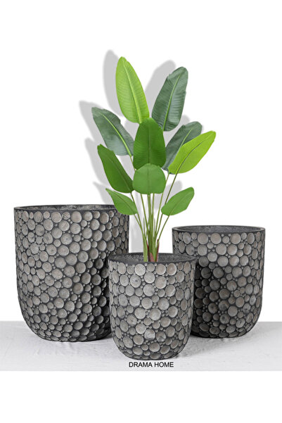 DRAMA HOME Set of 3 modern plant pots with a unique design - perfect for indoor and outdoor decor