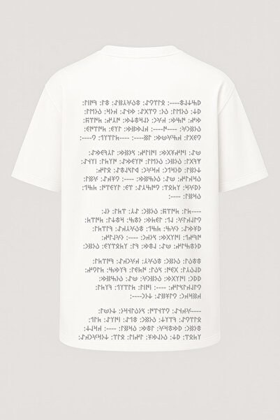 nirvoda Μπλουζάκι με στάμπα μεγάλου μεγέθους Orhun Yazıtları Bilge Kağan - Τουρκική γραφή - Μεγάλη εκτύπωση - Φαρδύ μπλουζάκι