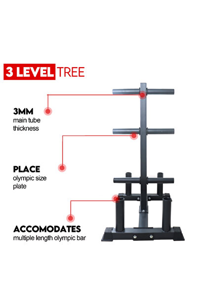 YALLA HomeGym 2-in-1, Olympic Weight Plate Rack Tree With 4 Vertical Barbell Bar & 6 Olympic Plate Holders