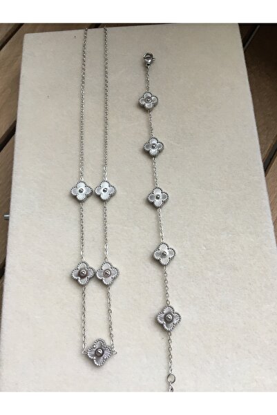 GUNESTAKI Silver Mini Çelik Kolye Bileklik Seti