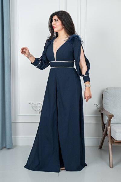 Lara Long evening dress printed in purple and pink colors from