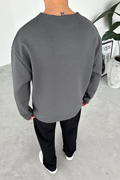 HAFKAGİYİM Μακρυμάνικο μπλουζάκι Anthracite Premium Basic Relaxed